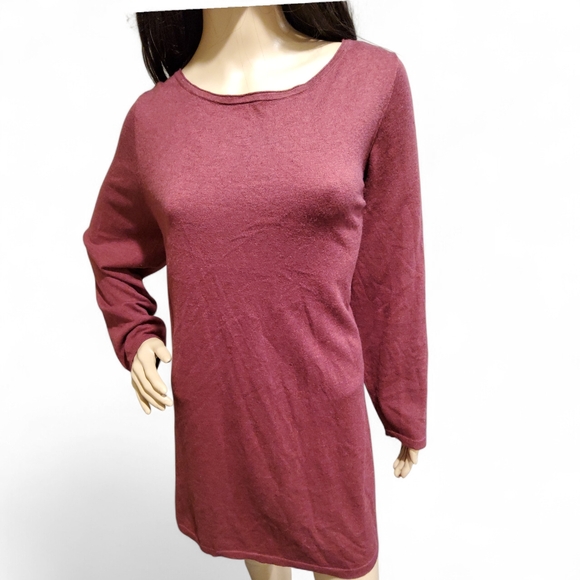Eileen Fisher Merino-Wool Blend Tunic Knit Top Wine , Size XL. - Picture 5 of 13